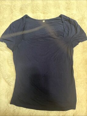 SHEIN Navy Short Sleeve Scoop Neck Tee